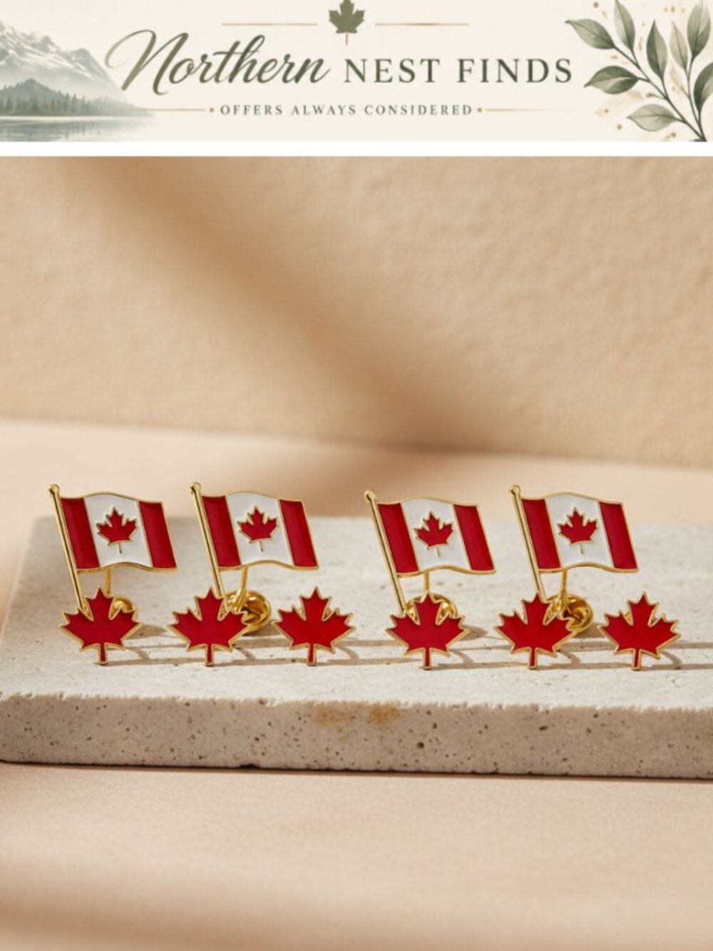 16PC Canada Flag & Maple Leaf Lapel Pin Set Alloy Brooches